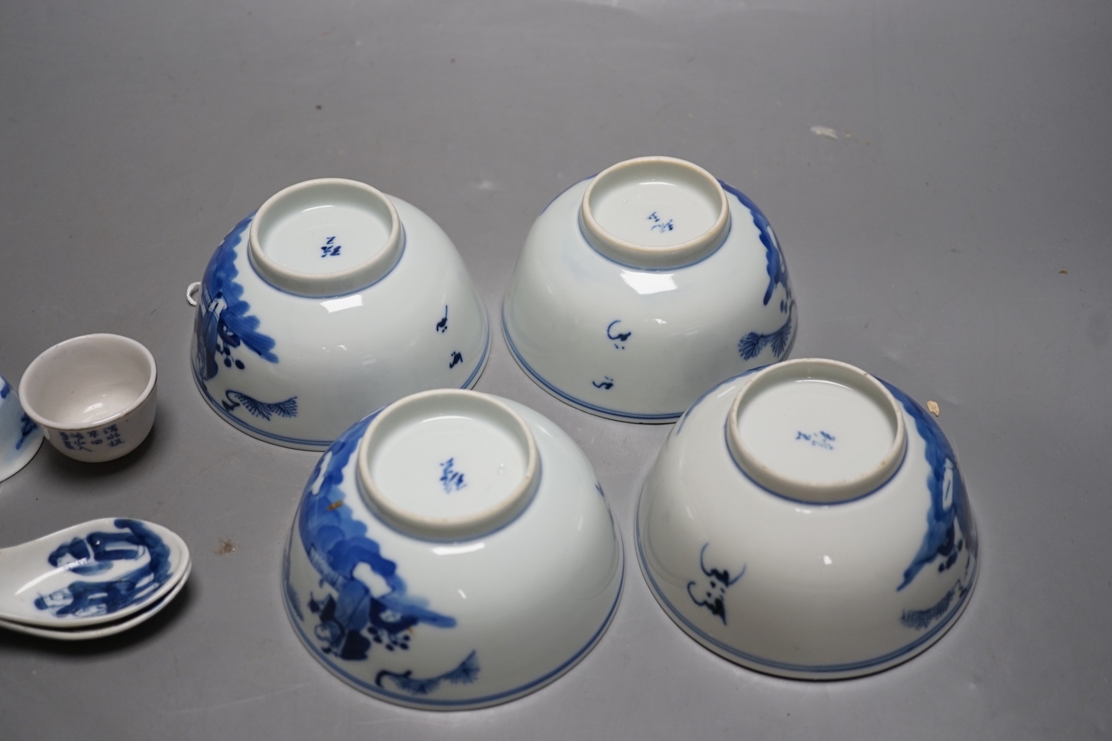 A Chinese blue and white part set, late 19th century